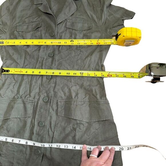Stockholm Atelier & Other Stories Army Green Button Down Sz 6 Belted Dress - Picture 11 of 14